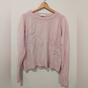 White + Warren Blush Pink 100% cashmere Crew neck sweater